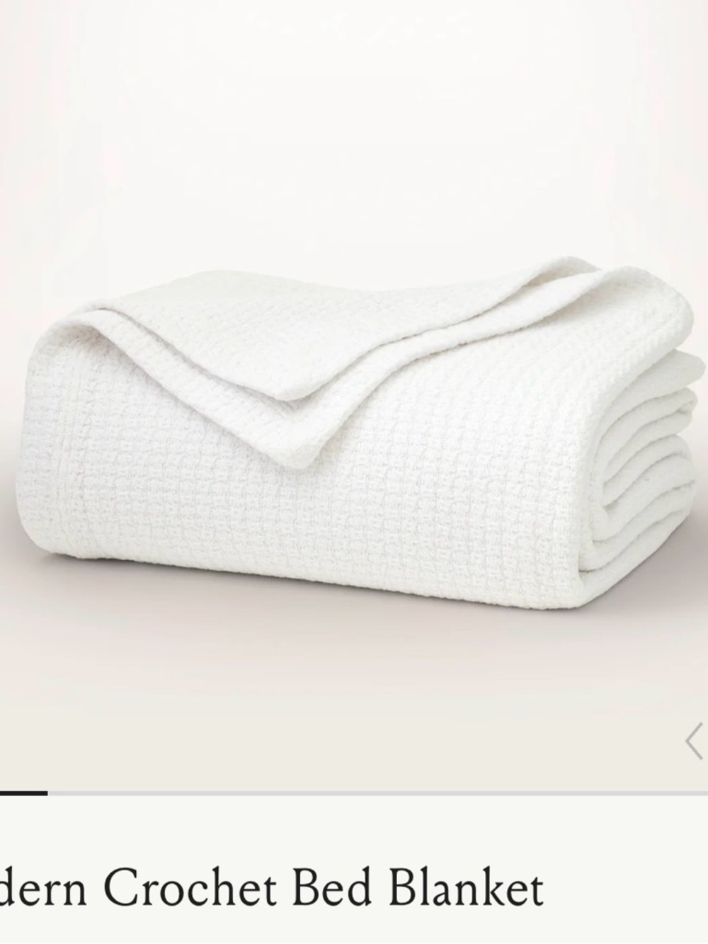 Boll & Branch Modern Crochet Bed Blanket White F/Q